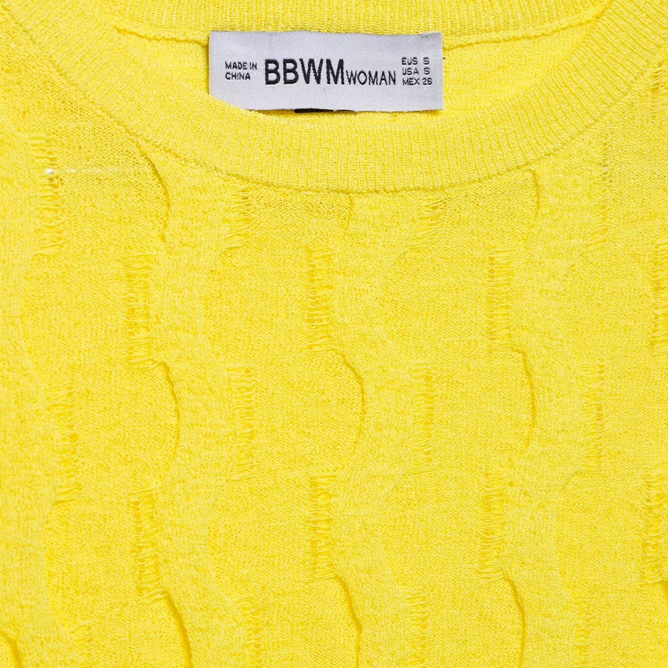 Female Solid Color Summer Texture Knitted Yellow Shirt