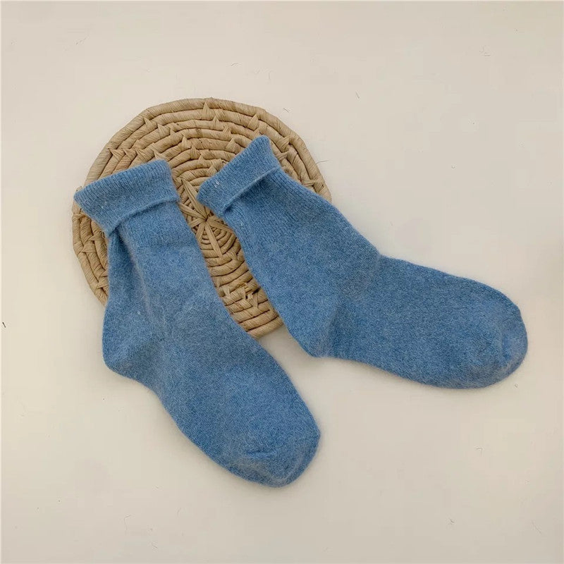 Japanese Winter Solid Color Thickened Warm Rabbit Wool Socks