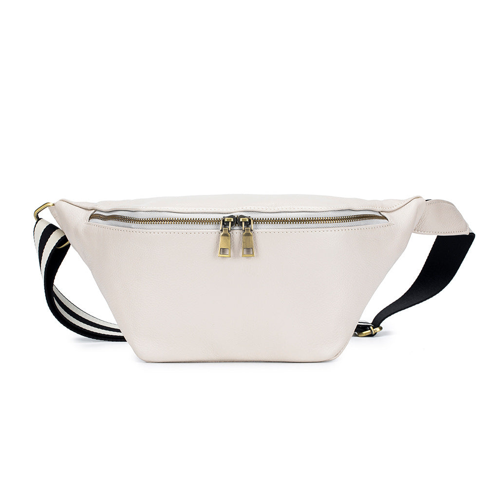 Genuine Leather Messenger Bag Waist Bag Large Capacity First Layer Cowhide Simple Casual Shoulder Bag For Women