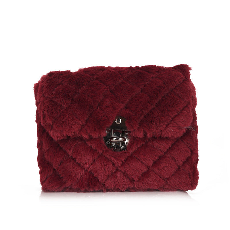 Women's Fashion All-match Plush Chain Shoulder Messenger Bag