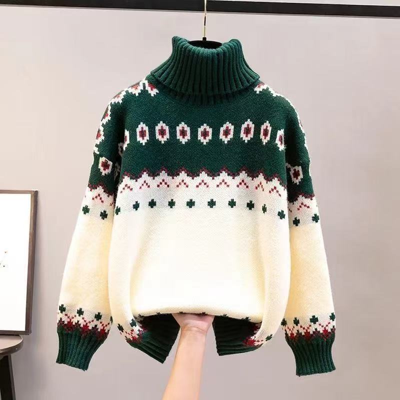 Loose Christmas Turtleneck Female Knitting Sweater