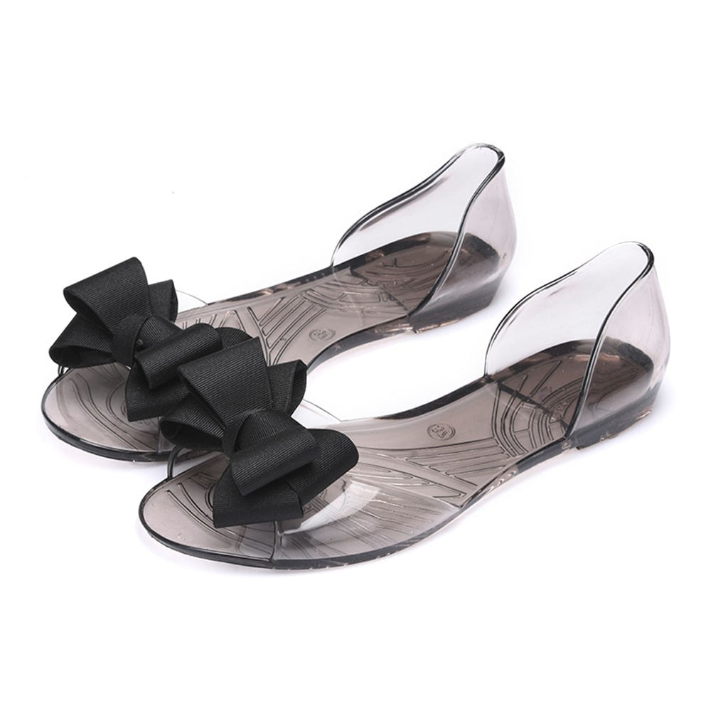 Summer sandals flat student tide plastic bow