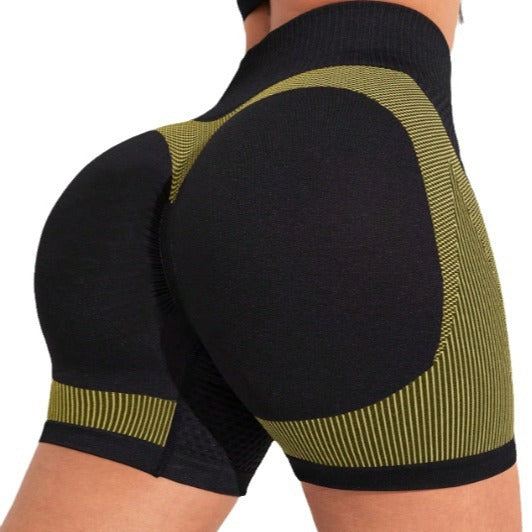 Sømløse sportsshorts til kvinder med ferskenformende høj talje