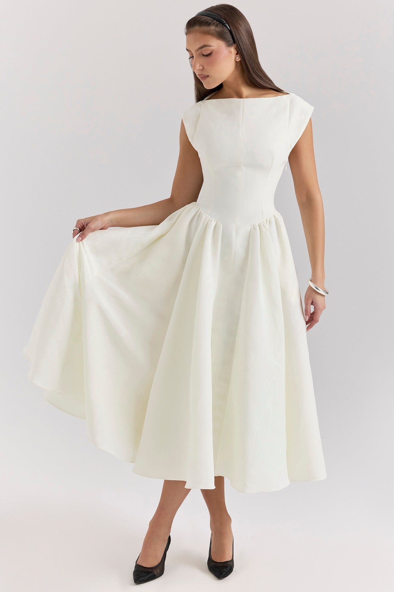 Backless Crew-neck Sleeveless Tank Dress Womens Midi Dress