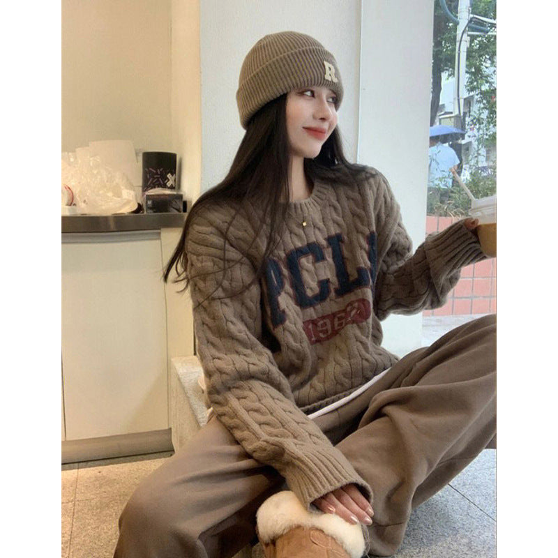 Idle Style Milk Huhu Soft Glutinous Wind Cable-knit Sweater