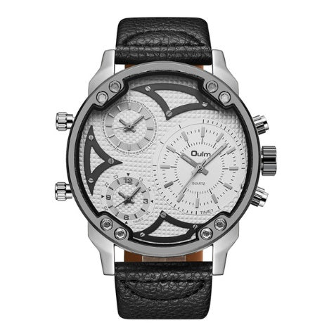 OULM 3548A domineering round quartz watch three movement large dial men's watch