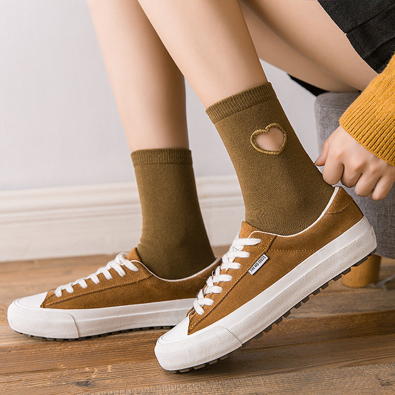 College style trend love hollowed out fashion socks