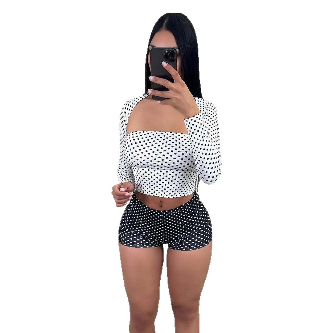 Figure-hugging, Sexy Tube Top And Shorts Set