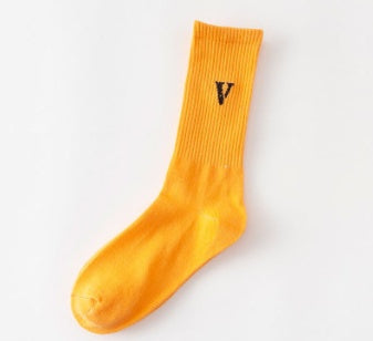 Popularlogo hip-hop long tube cotton socks
