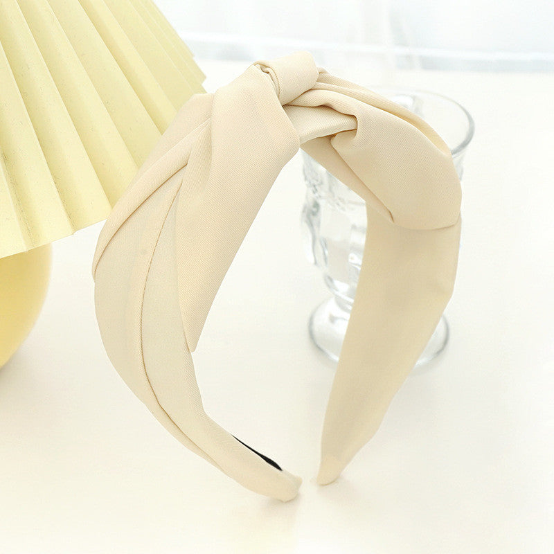 Pure Color Fabric Cross-knotted Headband Temperament Ladies