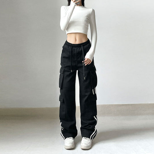 Hip-hop stribet overalls med farvekontrast