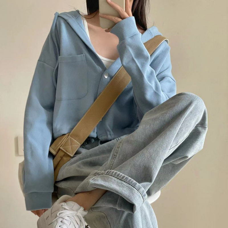 Thin Cardigan Jacket Loose Slimming Long Sleeves Top