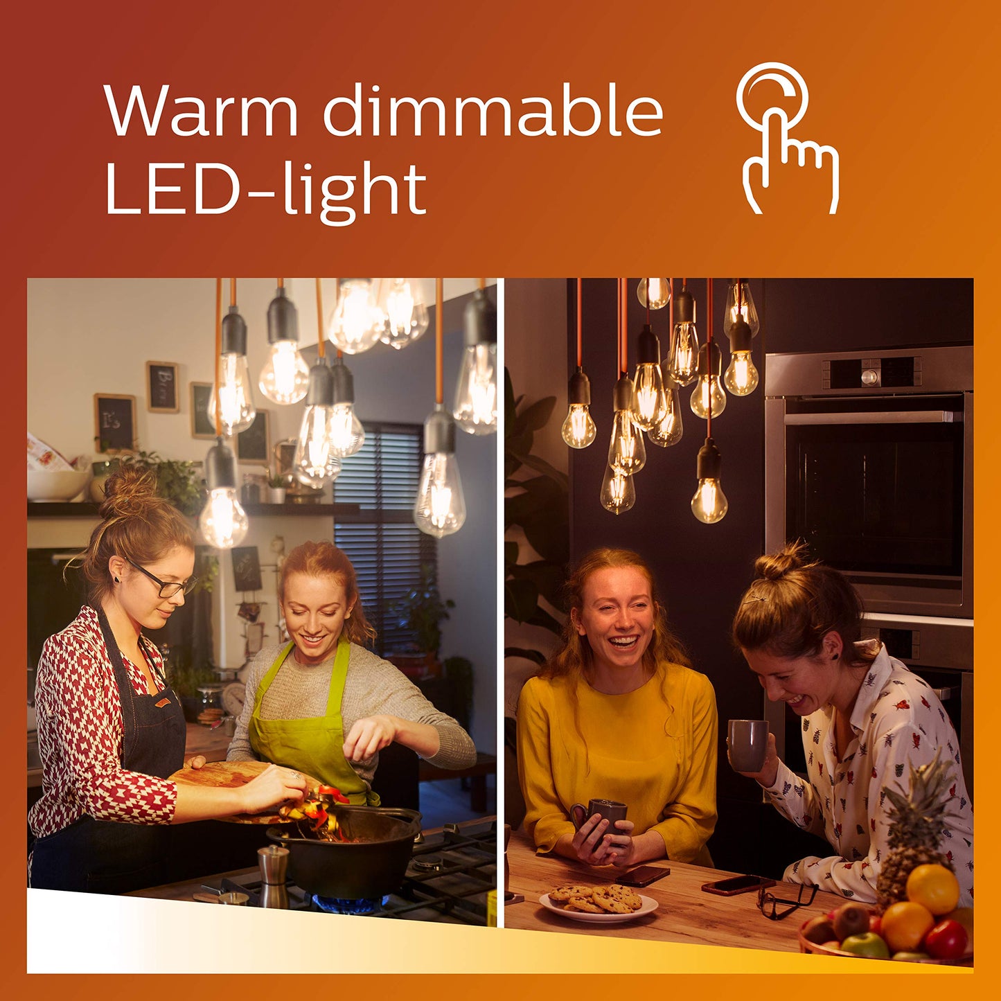 Philips Classic LED-ljuskälla, 50W, GU10, C90, varmvitt ljus, Warm Glow, 2000-2700 kelvin, 15 000 timmar, dimbar, 6-pack