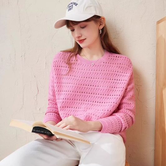 New FallWinter Hollowed-Out Merino Wool Womens Sweater