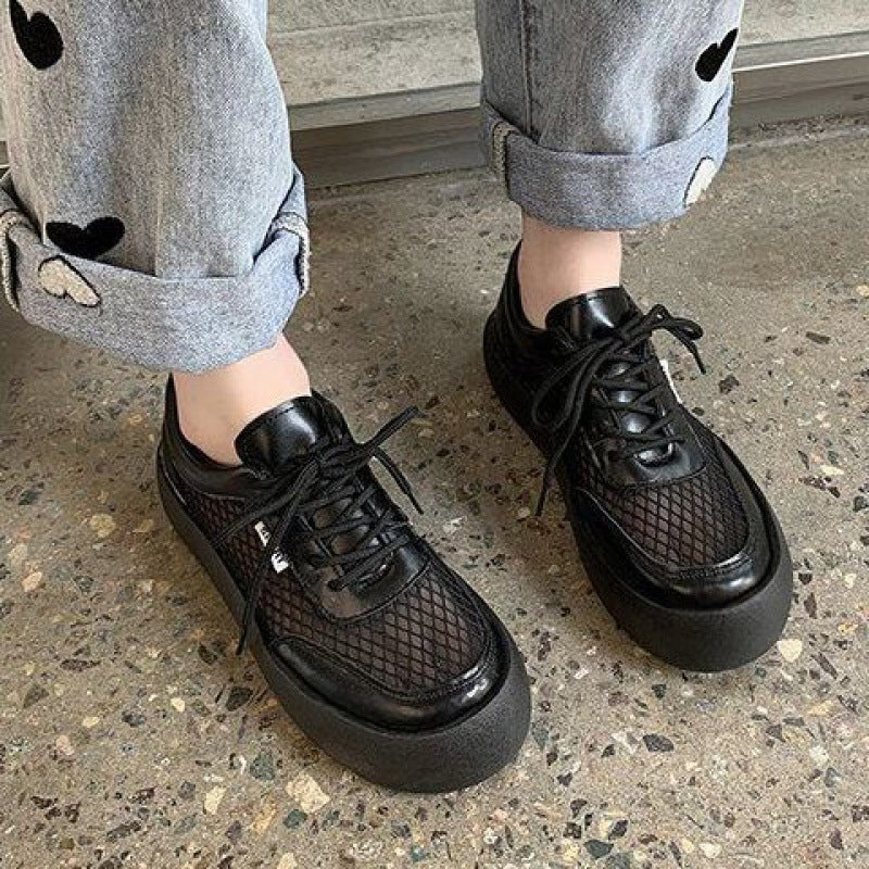 Leather Loafers Top Layer Cowhide Platform Bread Shoes