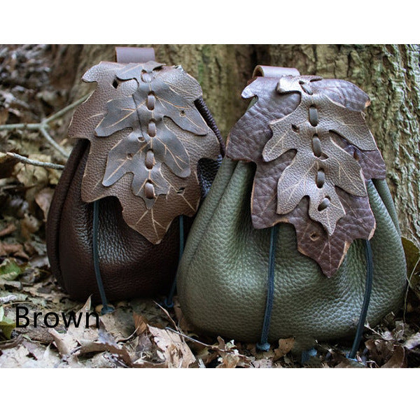 Faux Leather Medieval Leaf Pattern Belt Bag