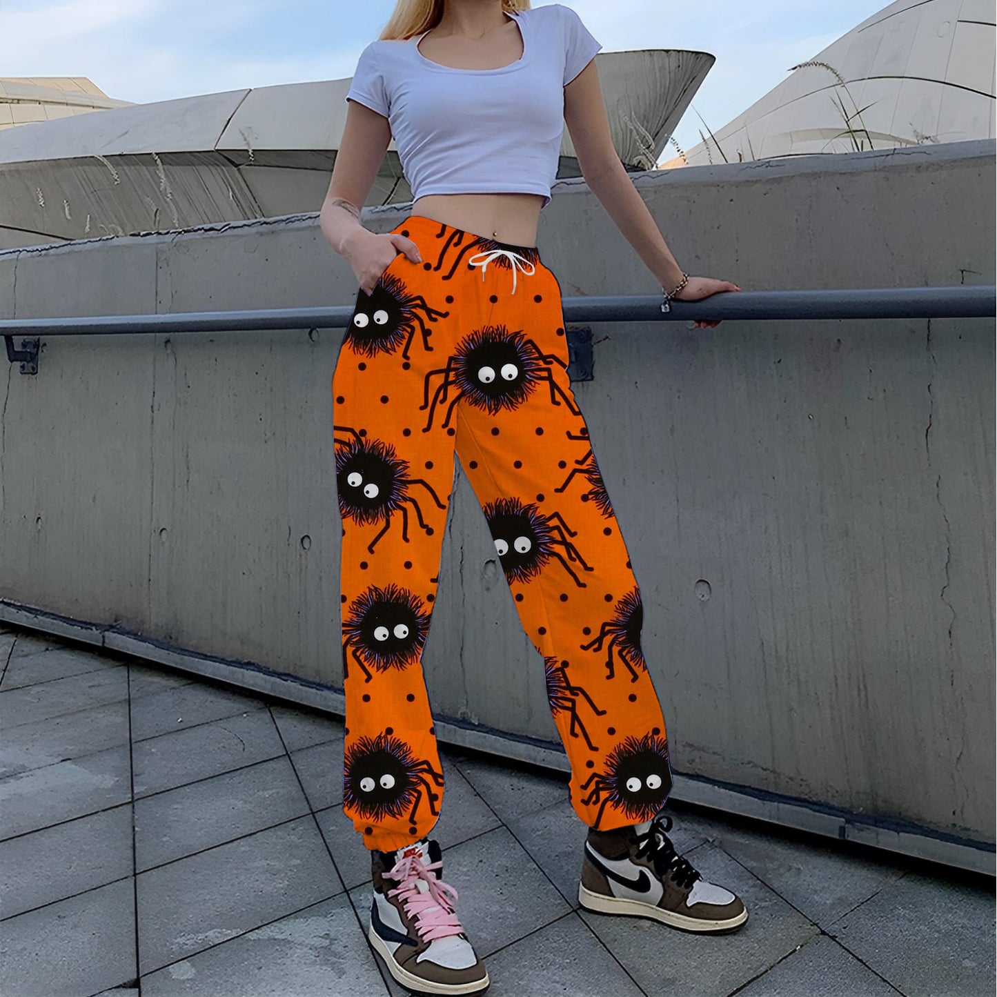 Printed Loose Tappered Sports Pants Fashion
