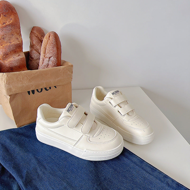 Breathable Korean-style White Sneakers For Students Flat Sole