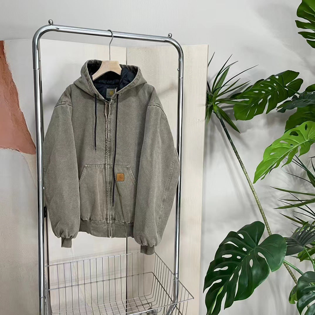 Washed Old Hooded Couple Coat