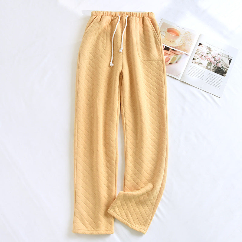 Cotton Air Layer Couple's Thickening Trousers With Side Pockets