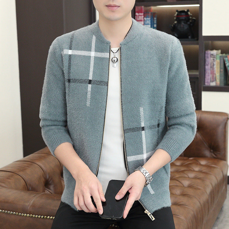 Mens Sweater-Like Casual Jacket In Mink Velvet