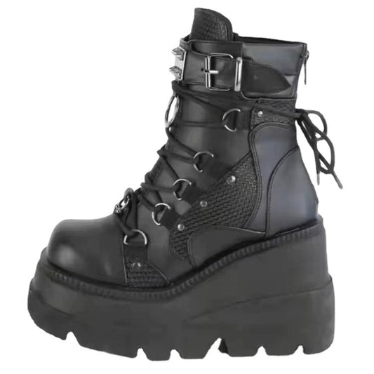 Women's Plus Size Round Toe Platform Wedge Boots