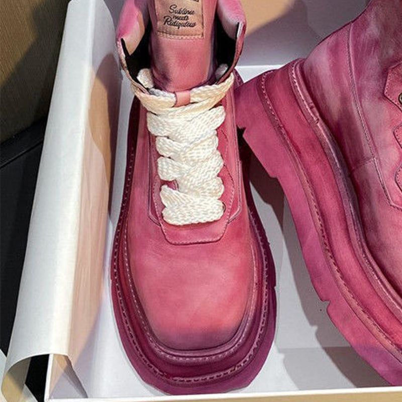 Thick Soled Retro Distressed High-top Casual Sneakers