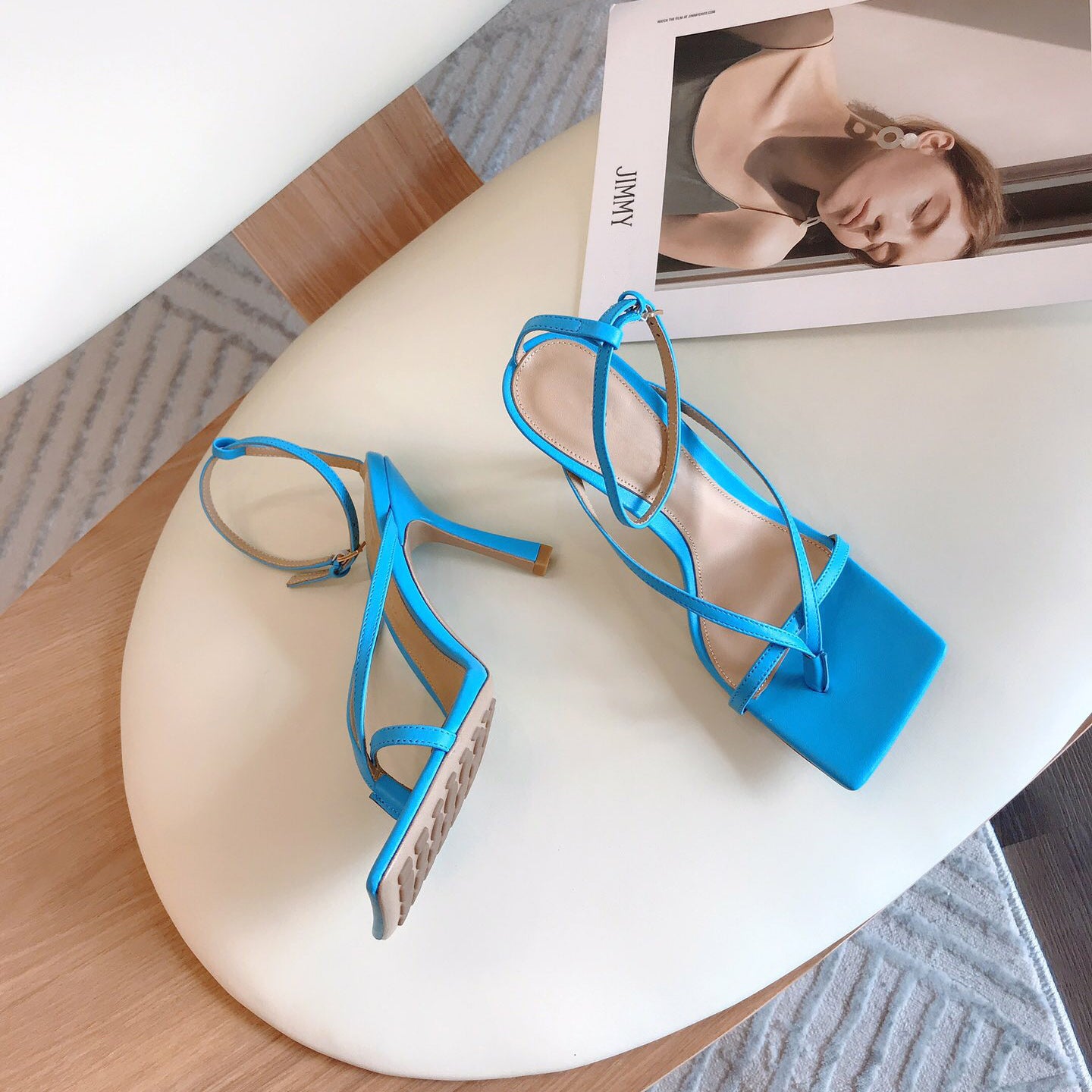 Square Toe High-heeled Sandals Female Fairy Style Ins Tide Net Red Stiletto High Heels White