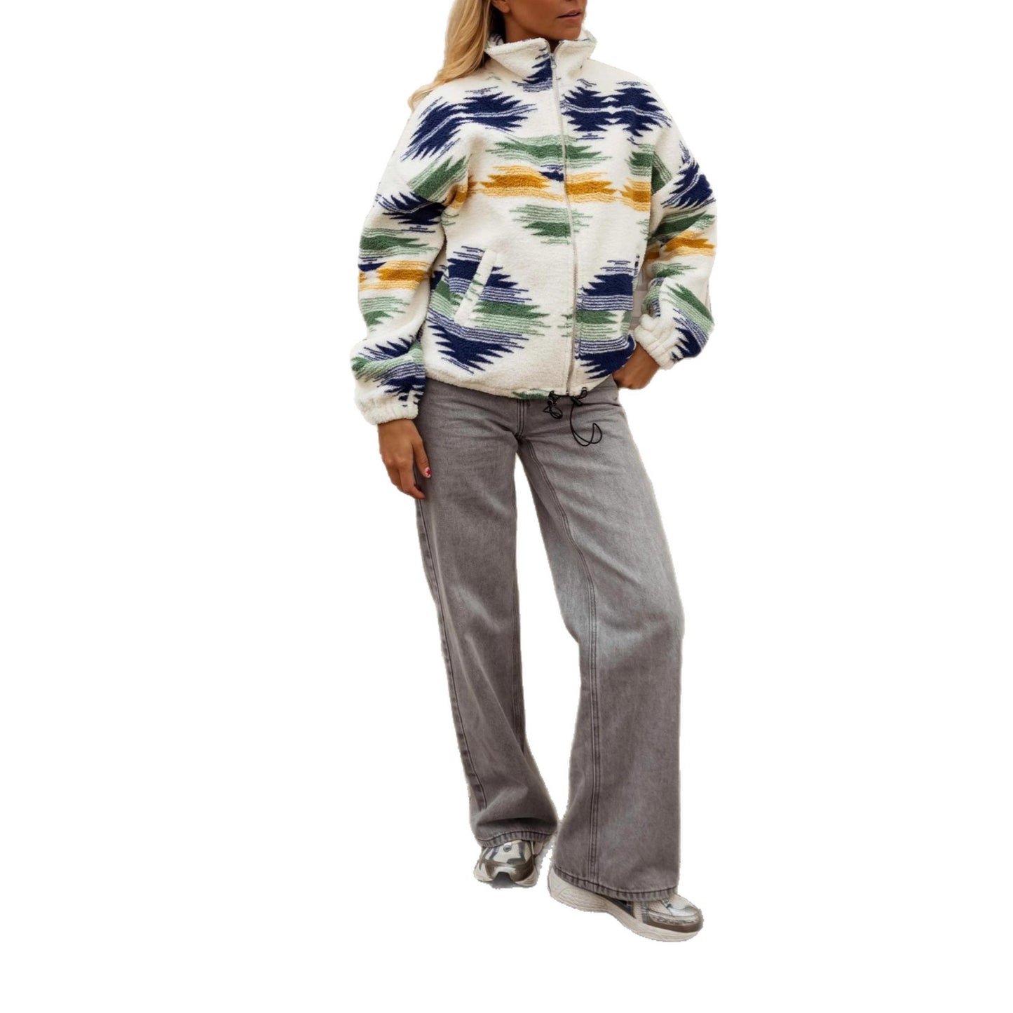 Fashion Printed Plush Coat For Women