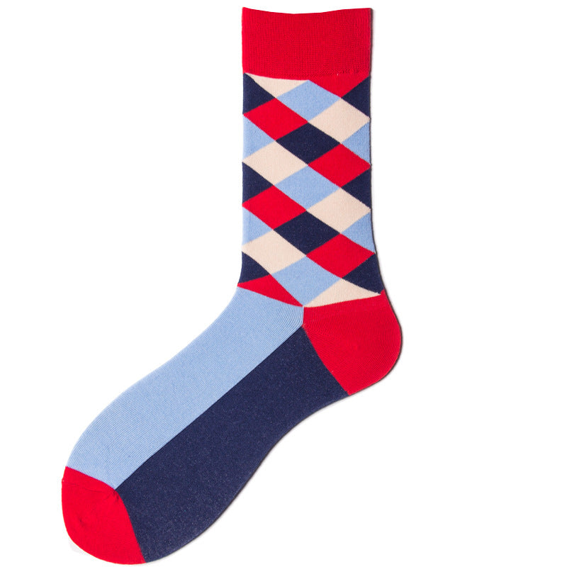 British Style Plaid Retro Contrast Color Harajuku Street Hipster Men's Cotton Socks