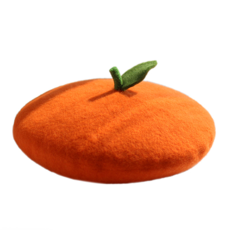 Painter Hat Parent-child Wool Felt Orange Orange Beret