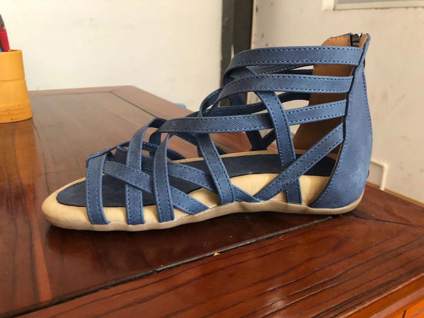 Wedge Heel Flat Cross Strap  Toe Women'S Shoes