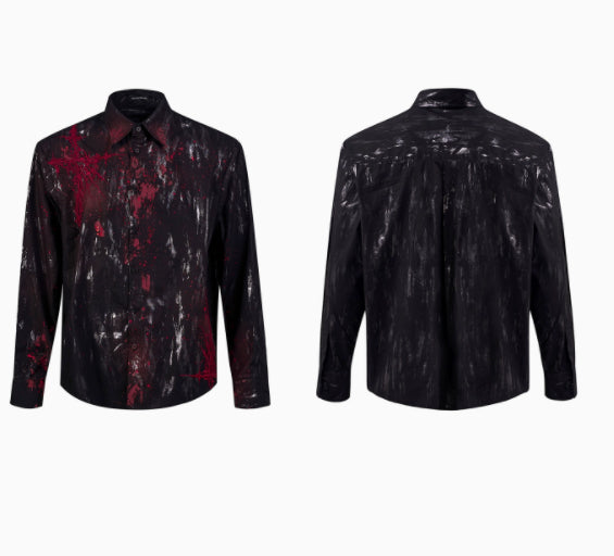 Early Autumn Niche Gothic Embroidered Padded Shoulder Shirt