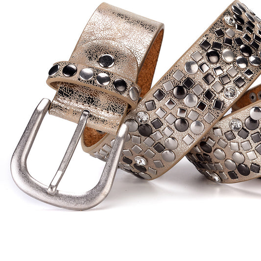 New Ladies Belt Fashion Rivet Inlaid Decoration