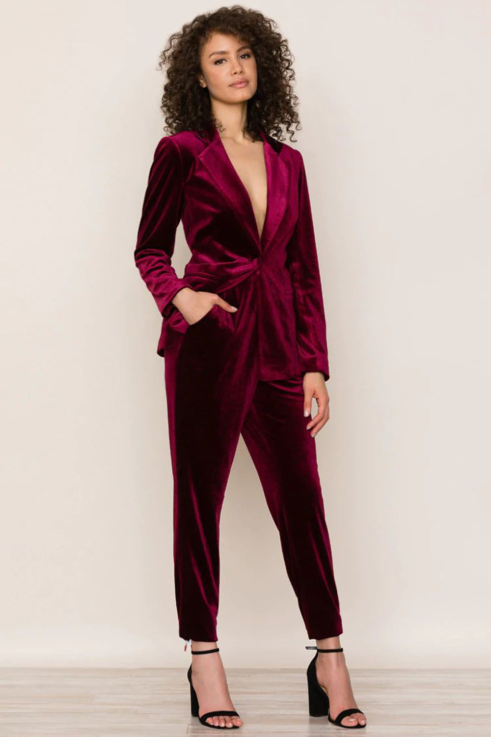 New Gold Velvet Suit For Women Casual Commuter Two-piece Blazer Set