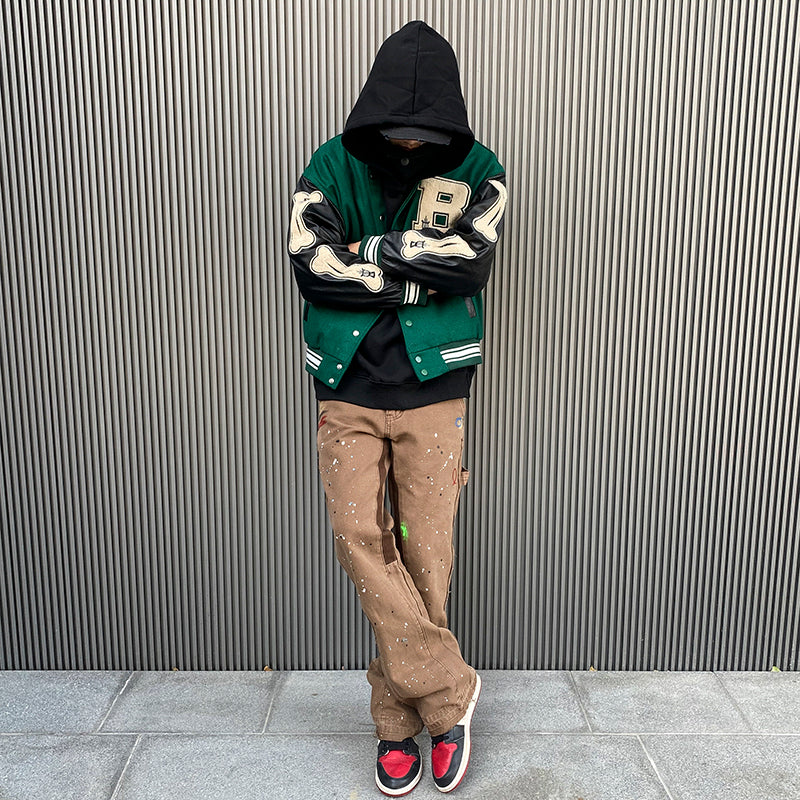 Contrast Color Patchwork Embroidery Brushed Baseball Uniform