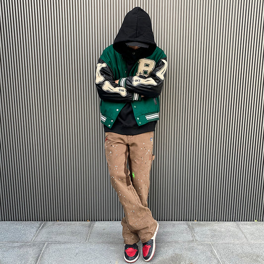 Contrast Color Patchwork Embroidery Brushed Baseball Uniform