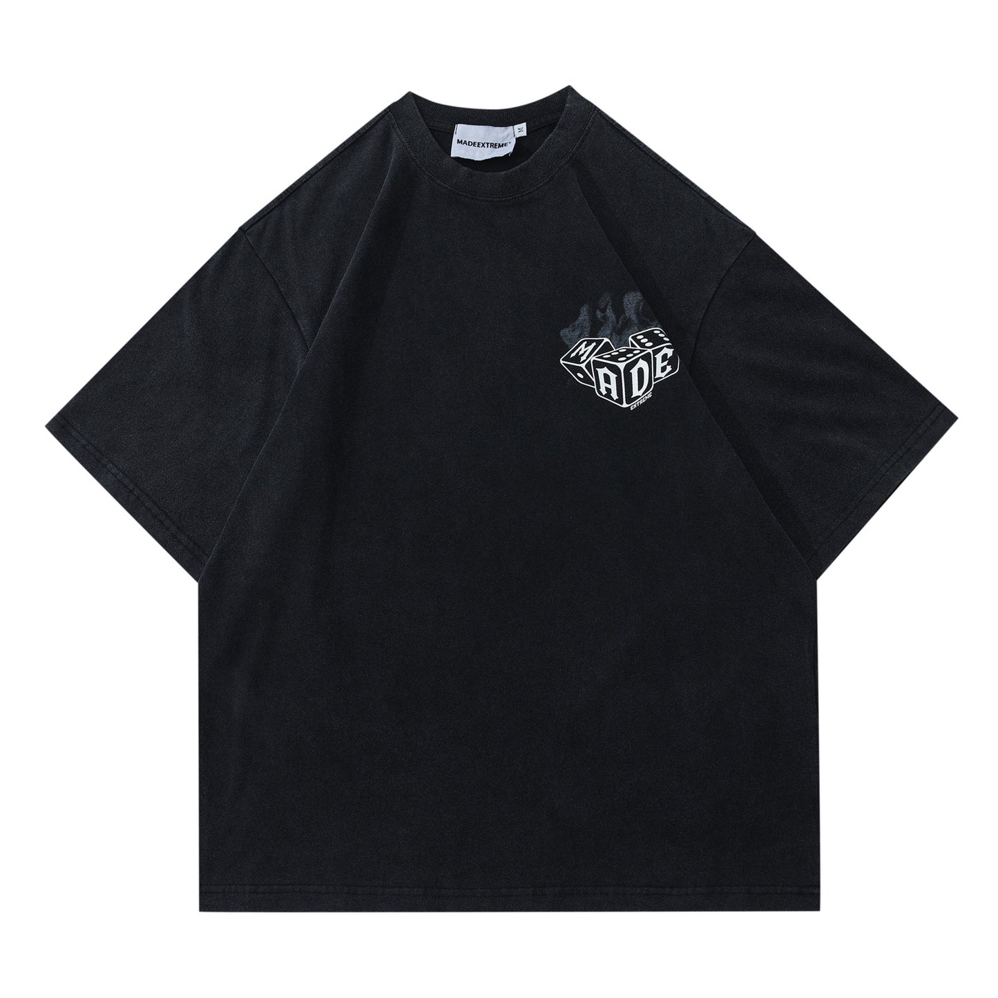 Street Retro Men's Flame Dice Printed Short Sleeve
