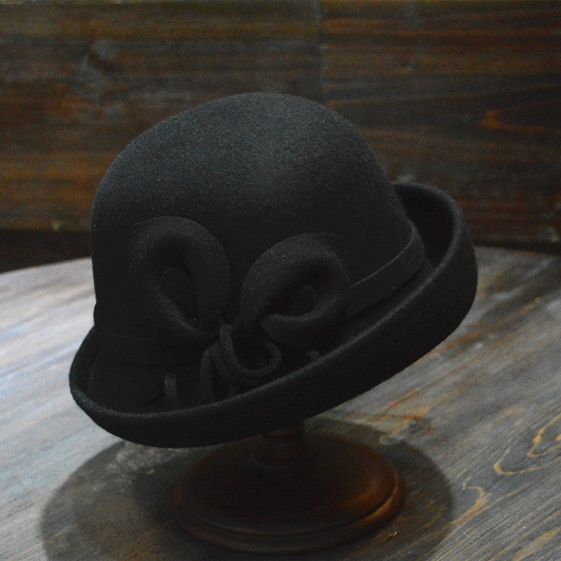New Ladies Fashion Dome Roll Edge Woolen Hat