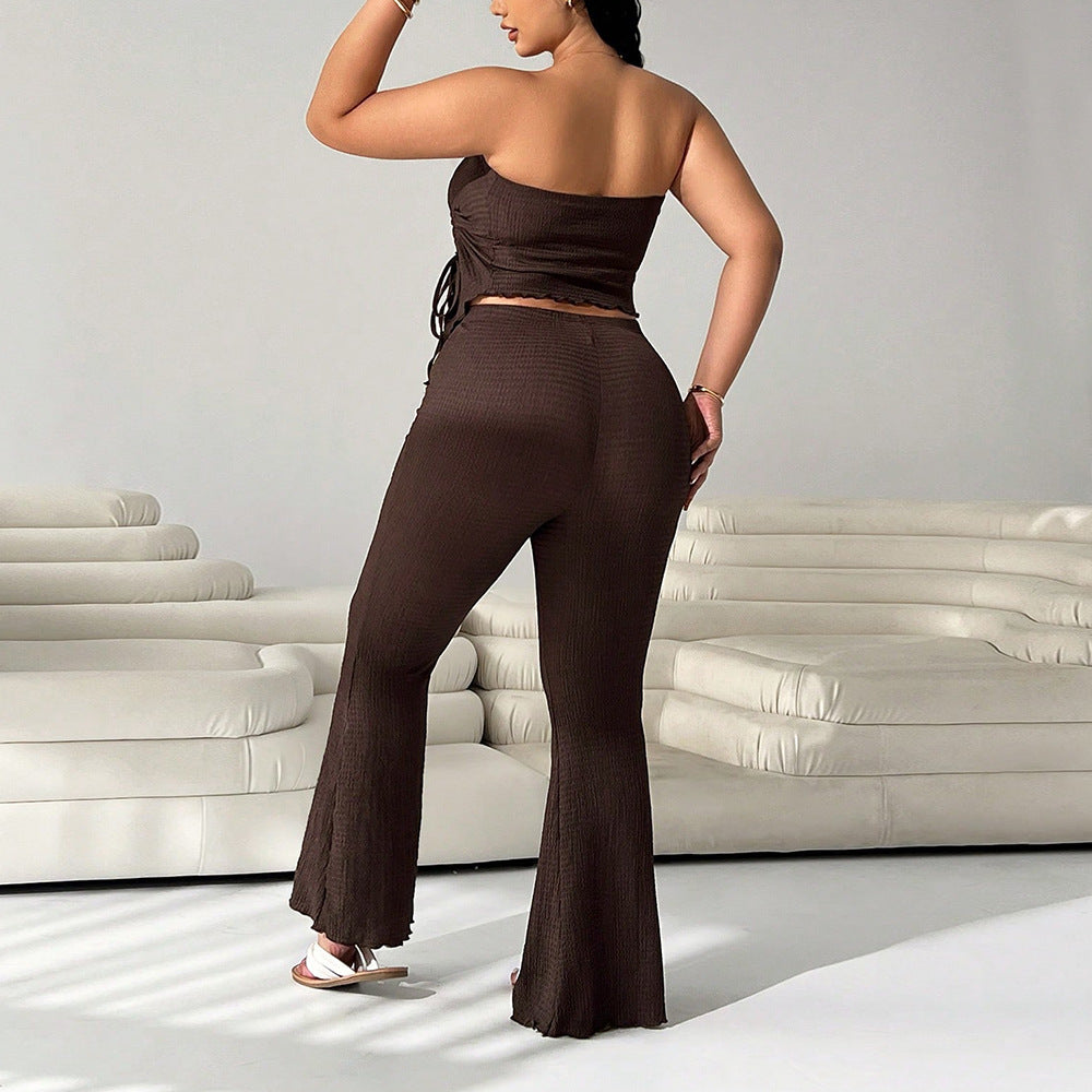 Strap-fit Tube Top Paired With Wide-leg Pants