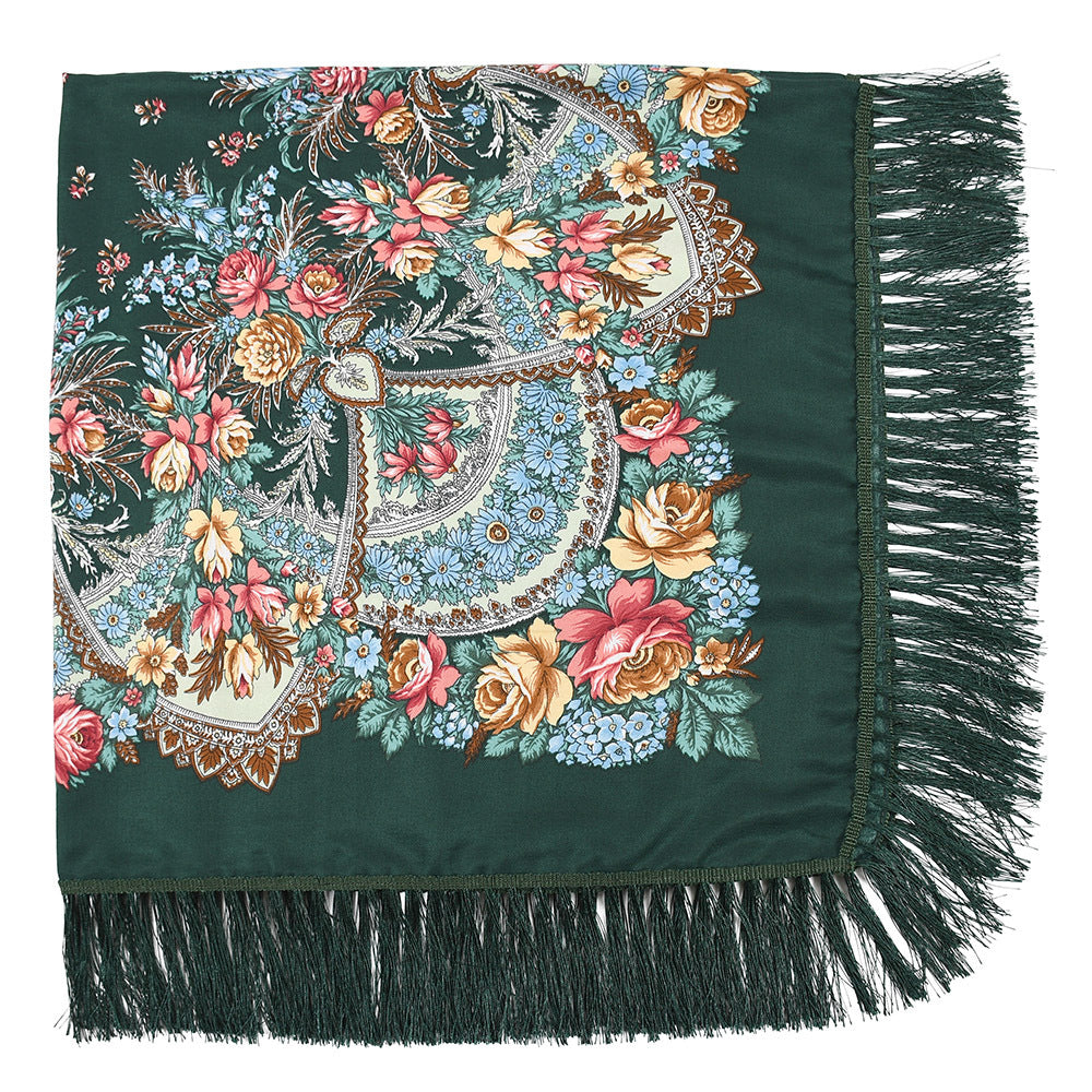 Shade And Sunscreen Printed Fringed Shawl