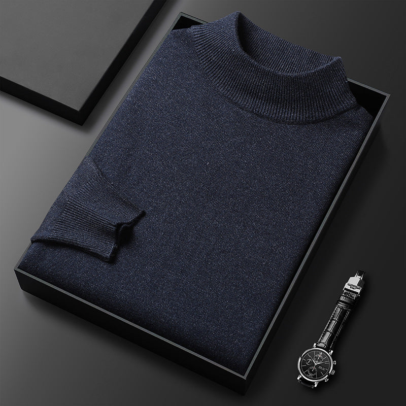 Men's Sweater Slim Fit Pure Color Half Collar Knitted Bottoming Shirt