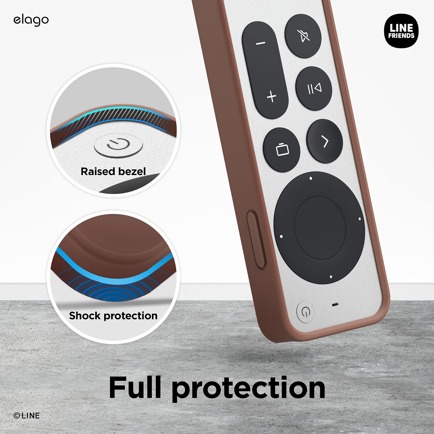 elago | LINE Friends slimmat fodral kompatibelt med 2022 Apple TV 4K HD Siri Remote 3:e generationen och kompatibel med 2021 Apple TV 4K HD Siri fjärrkontroll 2:a generationen – smal, lätt,