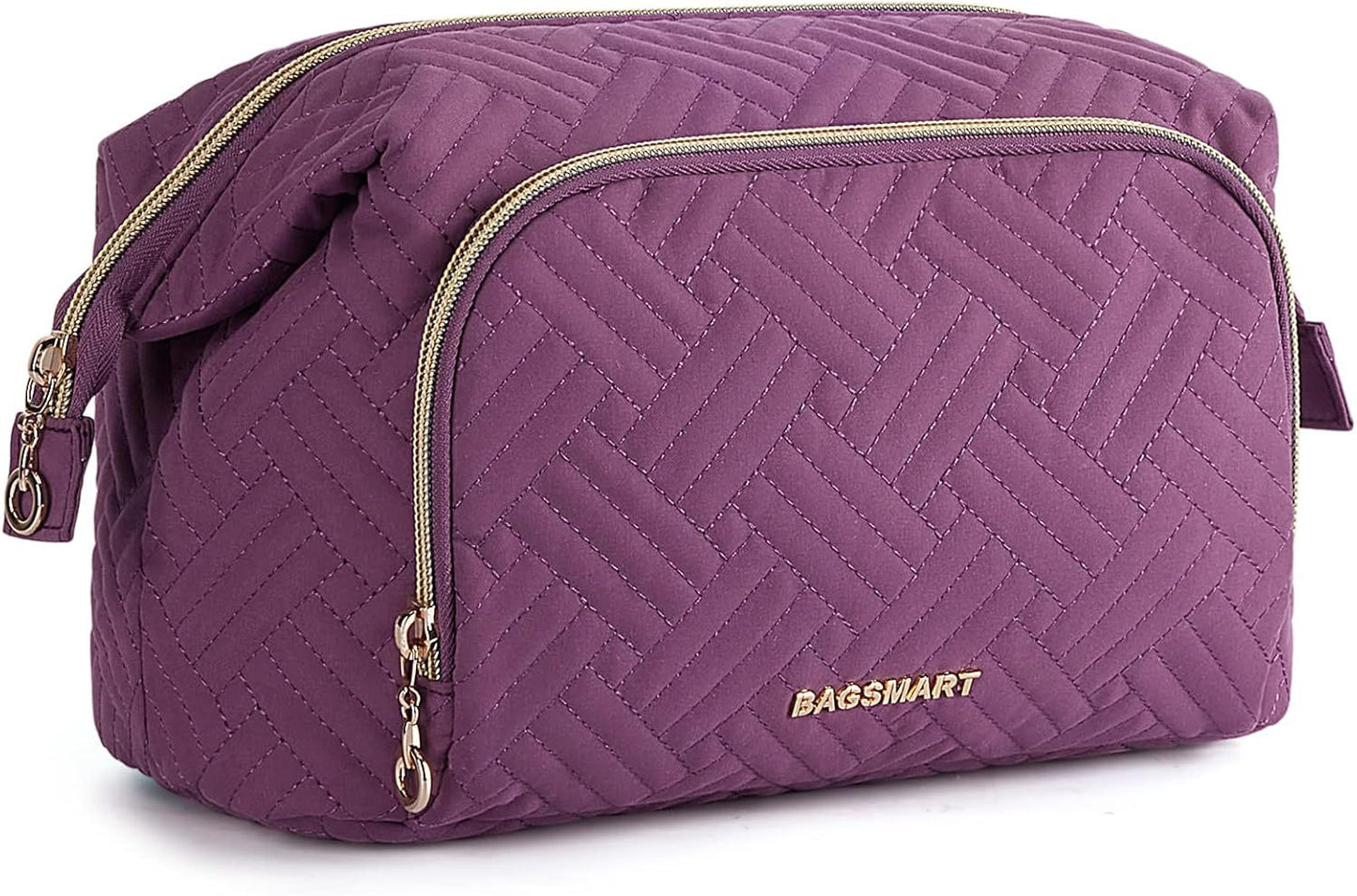 Large Wide-opening Quilted Makeup Bag