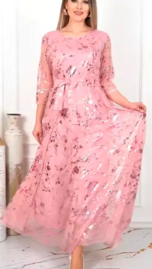 Summer New Style Gauze Round-Neck Womens Robe Dress