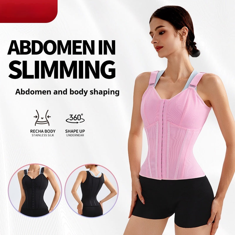 Mesh Zipper Double Layer Steel Rib Tight Waist