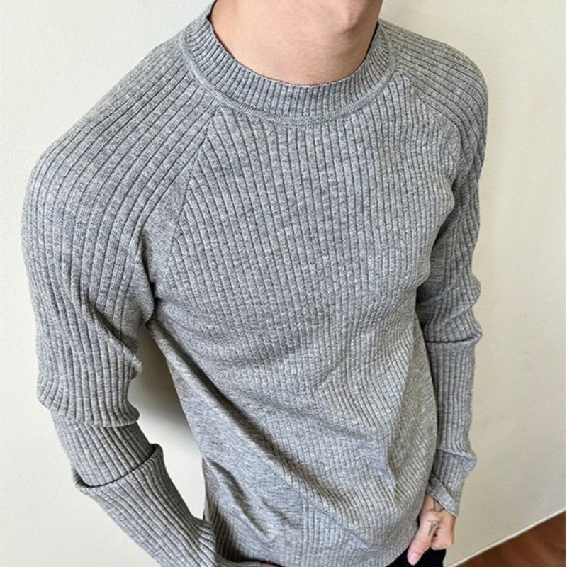 Strikket Løs Sweater med Nedsunkne Striber