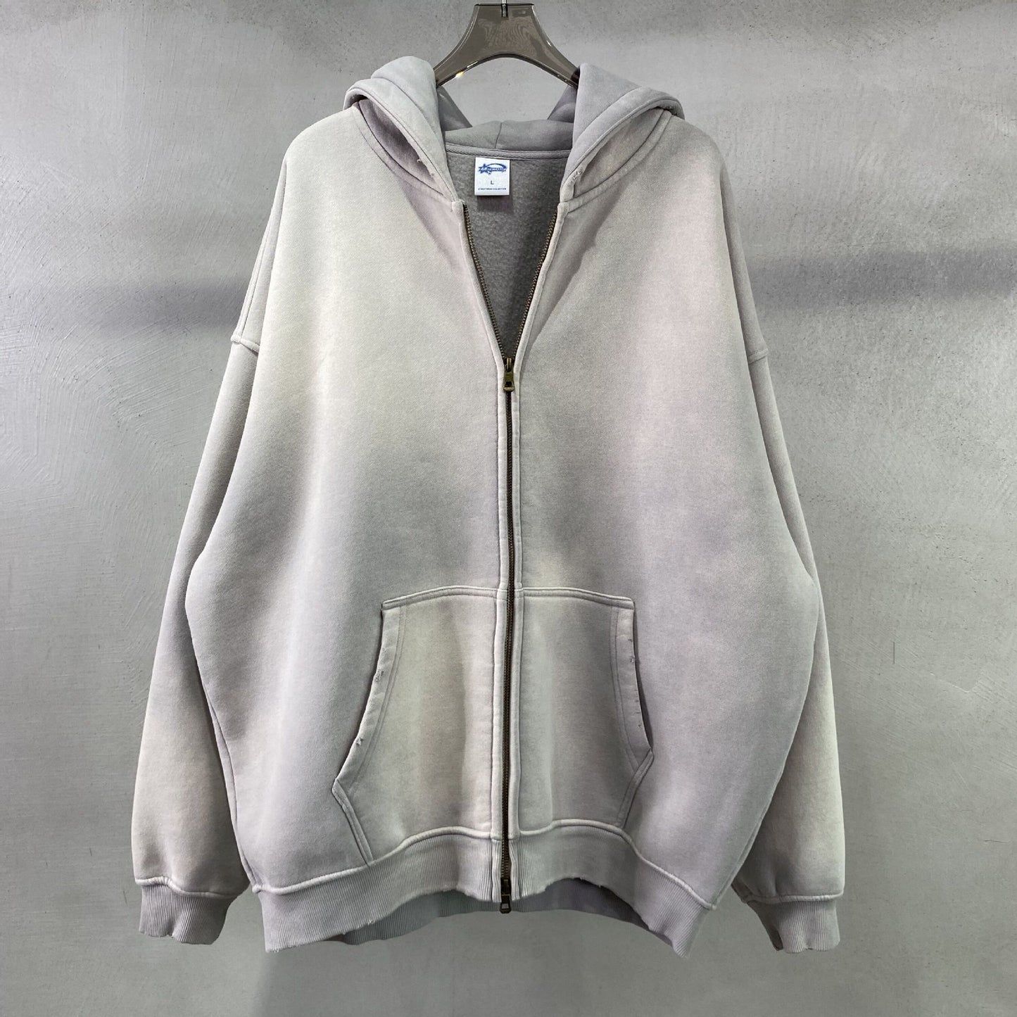 Spray Dyed Washed And Worn Zipper Sweater