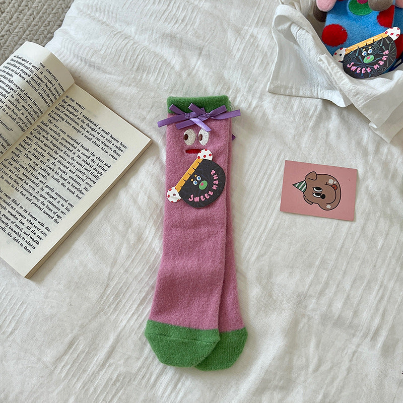 Three-dimensional Two Children's Mid-calf Socks