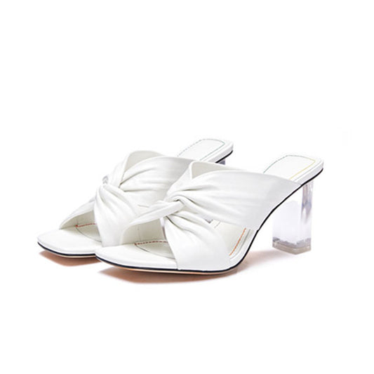 Square Toe Fold Cross Sandals And Slippers